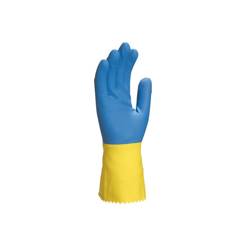 gants de ménage latex neoprène DUO-MIX ALTO 405 bleus/jaunes 2.30€